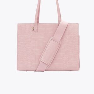 BEIS Pink Croc-Embossed Laptop Bag